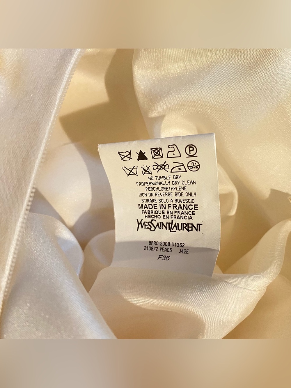 Vintage Yves Saint Laurent YSL 100% Silk Long Skirt Midi Cream White Chiffon XS - Picture 15 of 16
